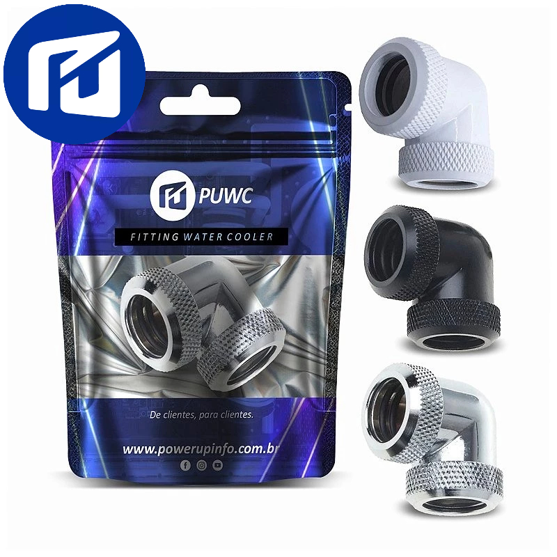 Fitting Curva 90 Graus Tubo Rigido 14mm Water Cooler Custom - Rosca G1/4