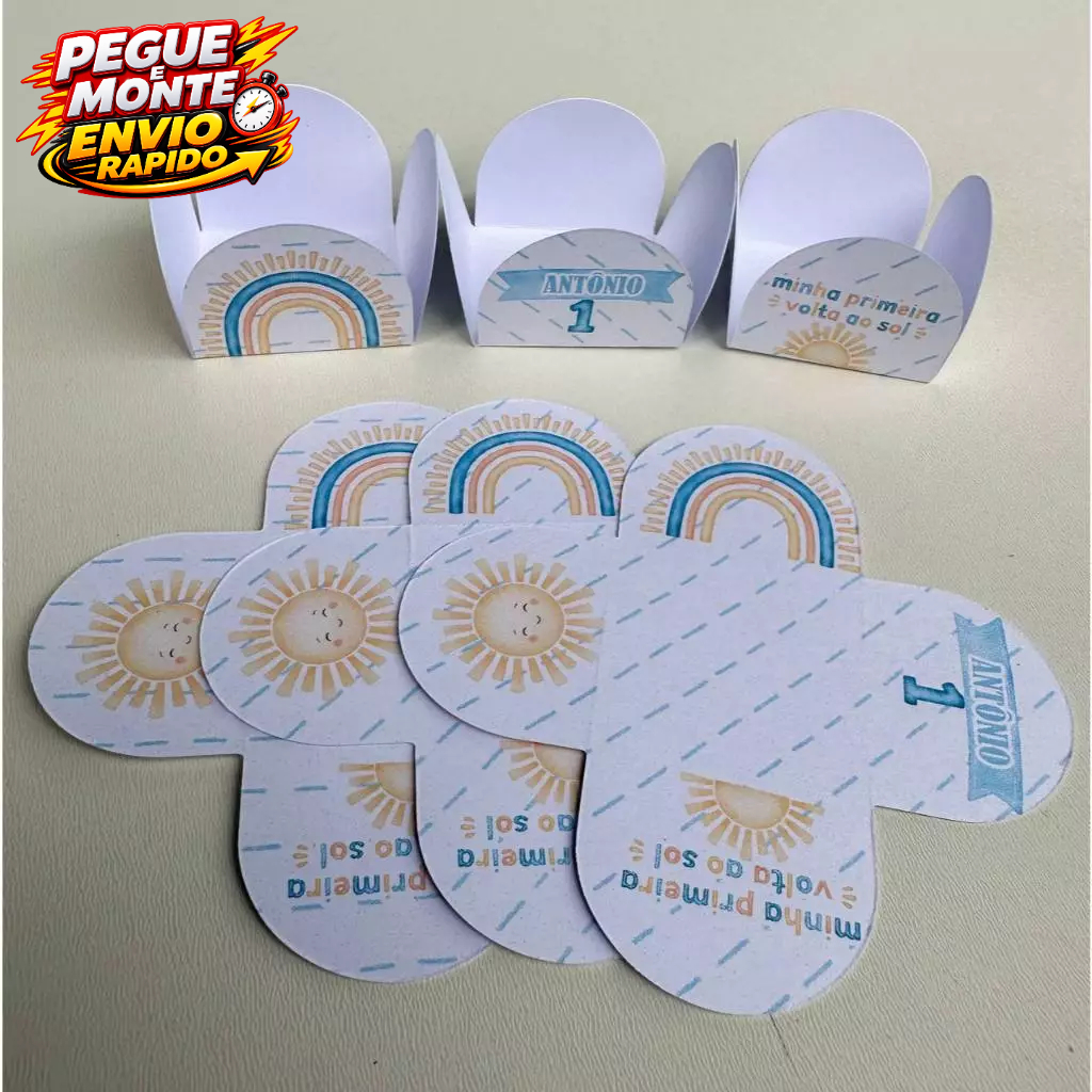 Forminha de Doces Primeira Volta Ao Sol / Raio de Sol Personalizada Com Nome e Idade /Lembrancinha de Festa /Aniversário