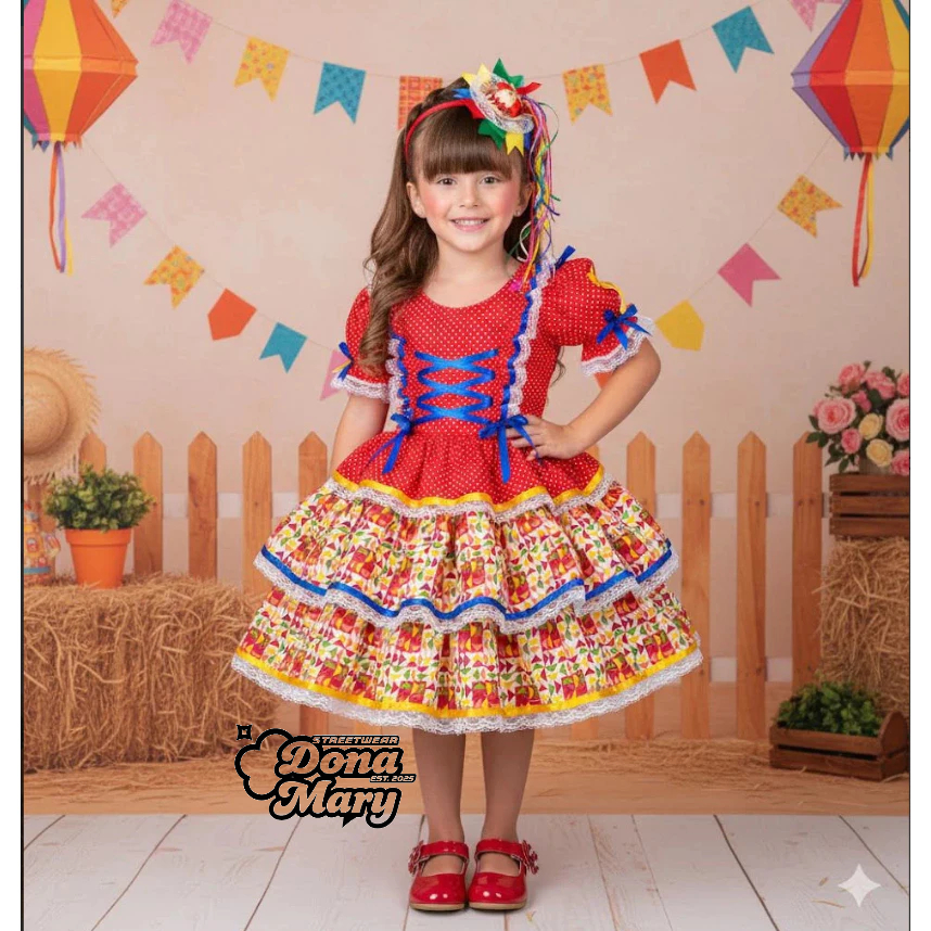 Vestido modelo Bella Child Junino Forró Junino Vermelho