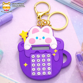 Mini Calculadora Chaveiro de Gatinho com Labirinto - Roxo em Oferta na Shopee