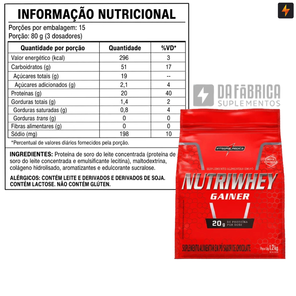 Kit Nutri Whey Gainer Protein Refil 1,2kg + Creatina Hardcore 60 Cápsulas - Integralmedica · foto 2