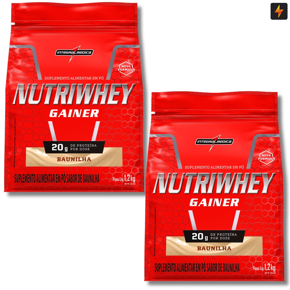 Kit 2x Nutri Whey Gainer 1,2kg Nova Embalagem - Nova Fórmula 20g Proteína Integralmedica
