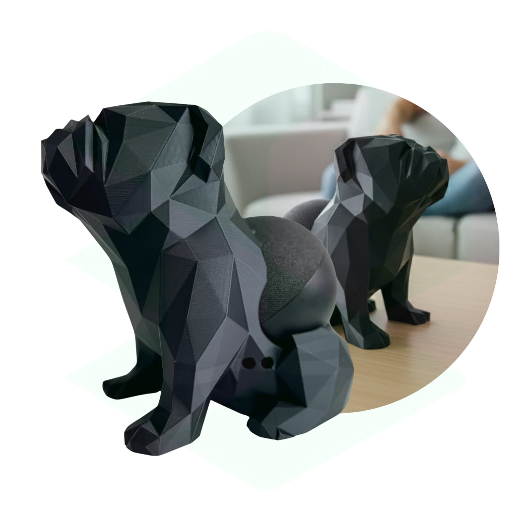 Suporte em formato de Cachorro Bulldog para Alexa Echo Dot 4 e 5
