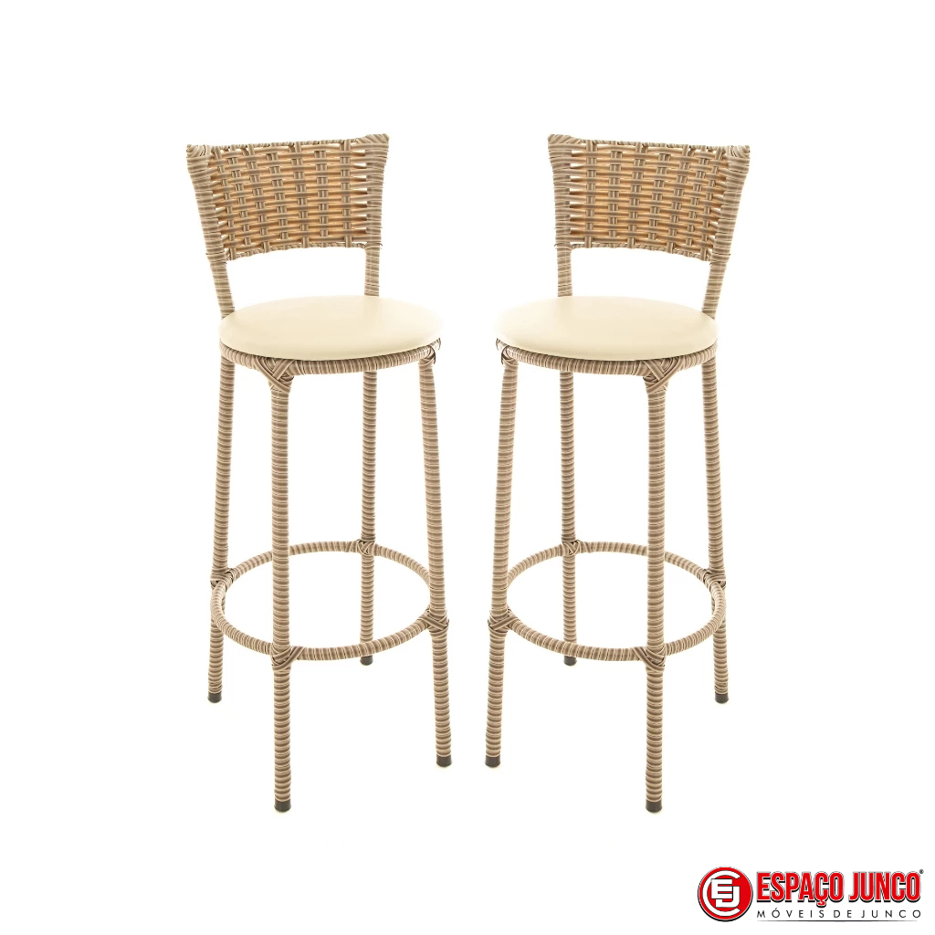 KIT 2 BANQUETAS ALTA TODA ENCAPADA CAPUCCINO DE COZINHA  AREA GOURMET BANCADA BALCÃO BAR RESTAURANTES em Oferta na Shopee