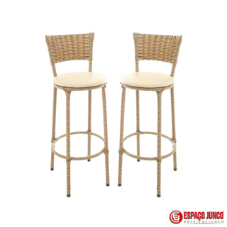 KIT 2 BANQUETAS ALTA TODA ENCAPADA CAPUCCINO DE COZINHA  AREA GOURMET BANCADA BALCÃO BAR RESTAURANTES em Oferta na Shopee