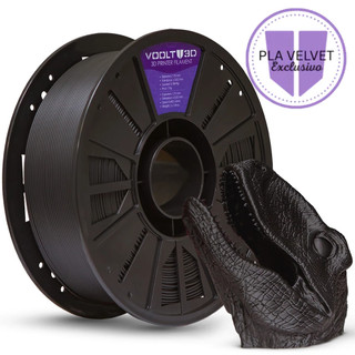 Filamento PLA Preto Velvet Premium 1Kg 1,75mm Efeito Aveludado Impressora 3D FDM Voolt3D Oficial