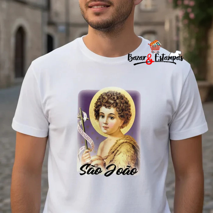 1 Camiseta São João Batista Menino Clássica Santo Religião Camisa São João Batista Unissex