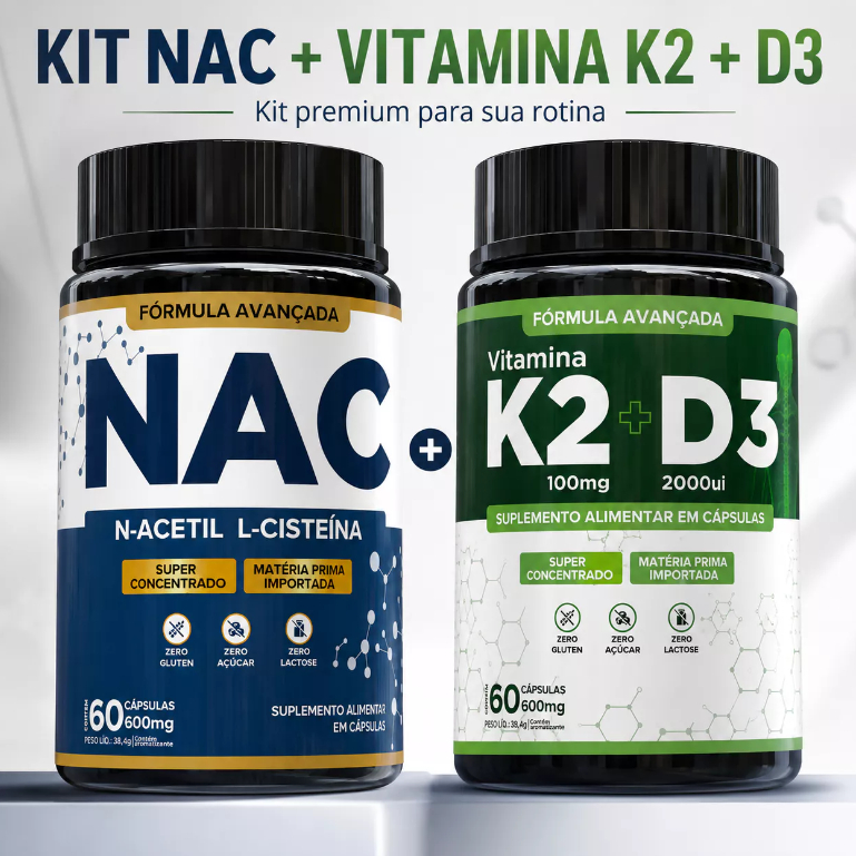 NAC N-Acetil L-Cisteína com Vitamina D3 e K2