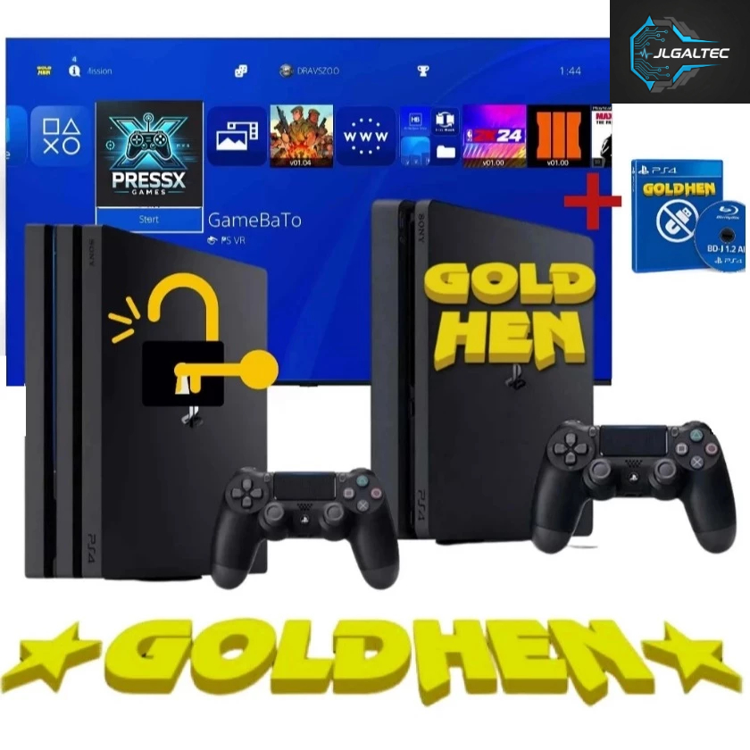 Sony Playstation 4 Gold Hen 9.0/12.52 - PS4 FAT/SLIM - HD 500GB - 3 Meses Garantia + Controle + Loja Jogos