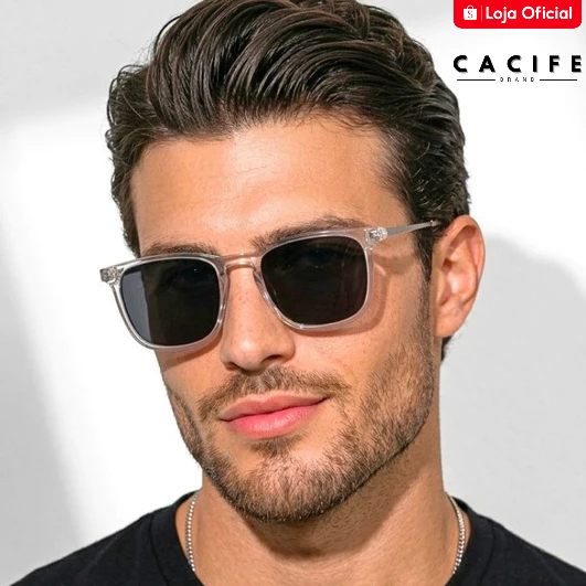 Óculos de Sol Madrid Cristal Transparente e Preto Quadrado Premium Verão uv400 Feminino Masculino
