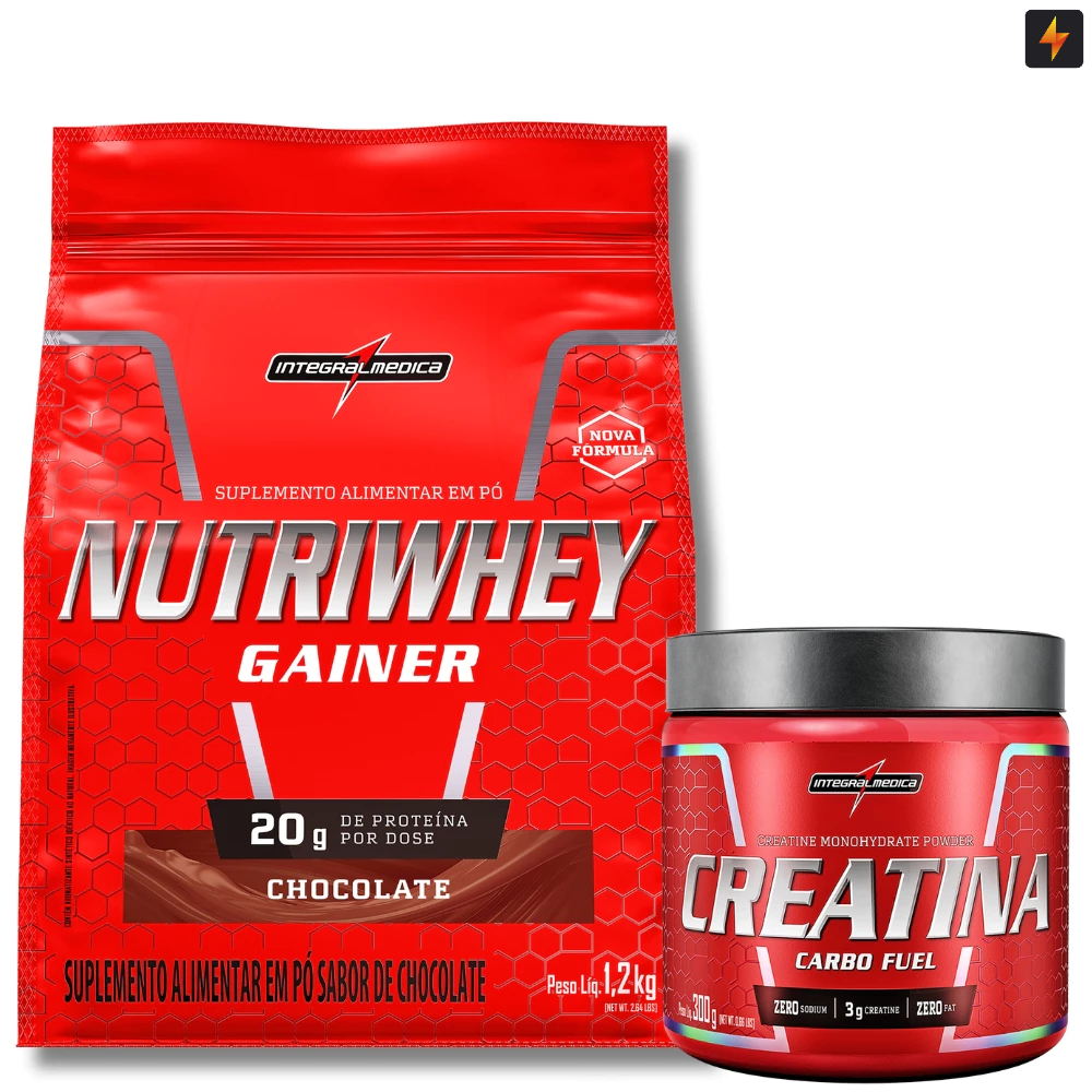 Kit Nutri Whey Gainer Refil 1,2Kg + Creatina CarboFuel 300g Integralmedica