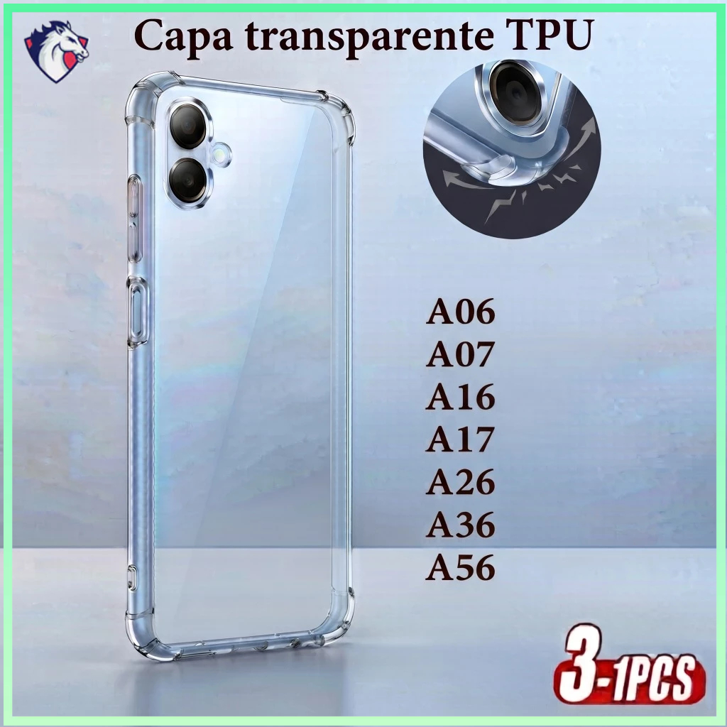 Capa Transparente Capinha Anti Shock Impacto TPU Case Para Samsung A06 A07 A16 A17 A26 A36 A56