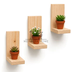 KIT 3 PrateleiraS decorativaS estante suspensa nicho de parede suporte de madeira pinus vasos artificiais tendencia