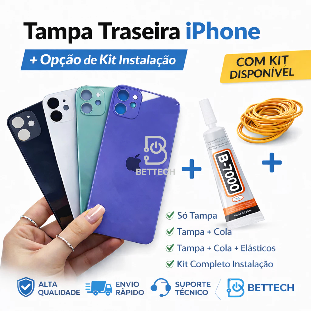 Tampa Traseira iPhone 11 Vidro Traseiro • Alta Qualidade + Cola B7000 Com ou Sem Kit