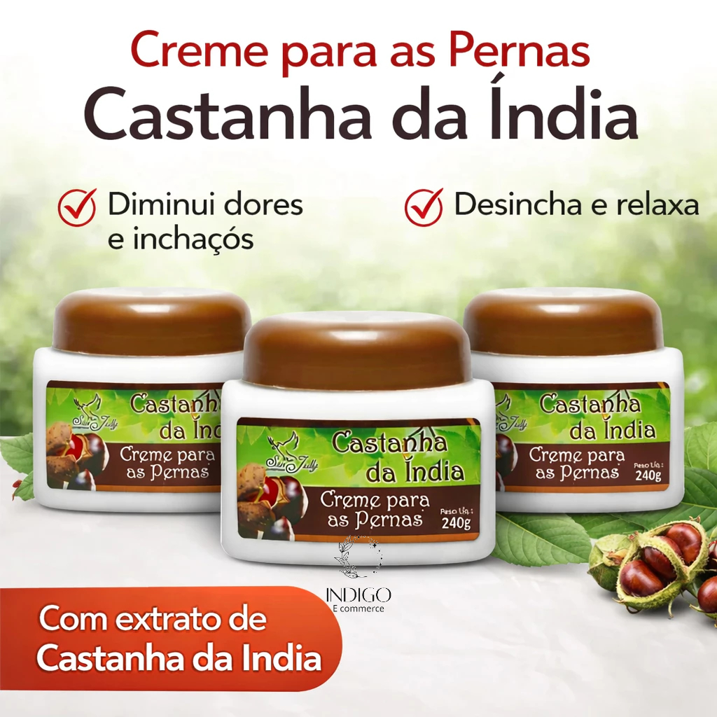 Kit 3un Creme Hidratante para as Pernas Castanha da Índia 240g - San Jully
