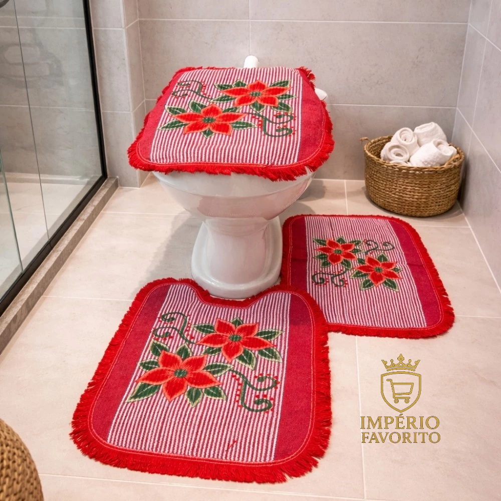 Jogo Para Banheiro 3 Peças Kit Tapetes Luxo Premium em Oferta na Shopee