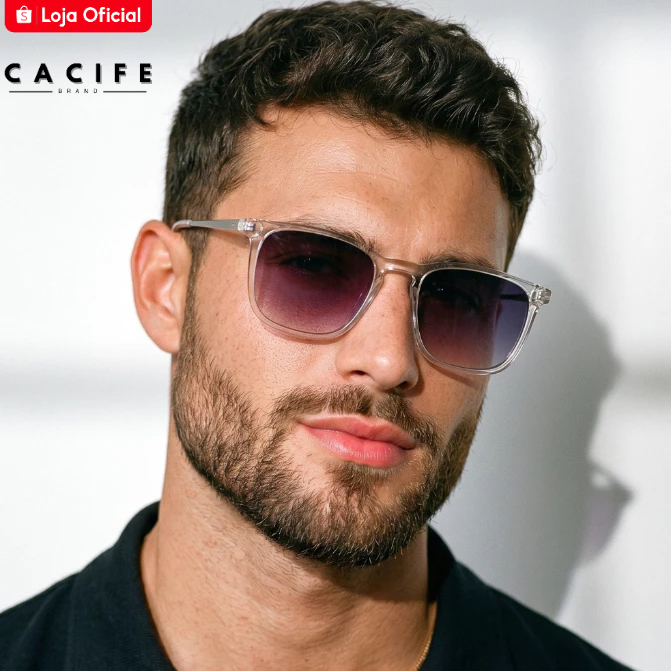 Óculos de Sol Madrid Cristal Transparente Degradê Quadrado Premium Verão uv400 Feminino Masculino