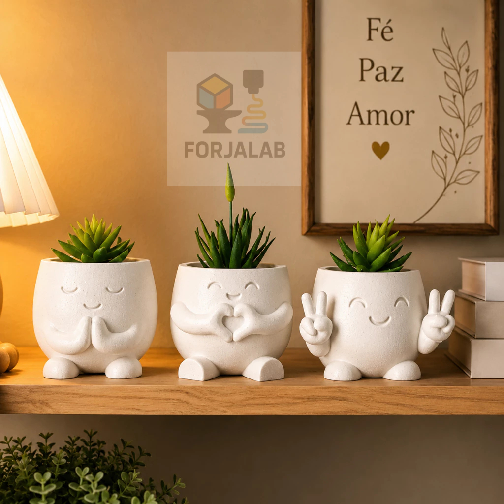 Kit 3 Vasos Decorativos Minimalistas Fé Amor e Paz — imagem 2 de 2