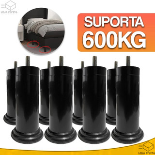 Kit Pé de Cama Box Plástico Reforçado 12cm Suporta Até 250kg Com Parafuso Rosqueável Universal
