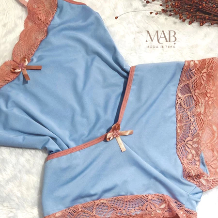 Baby Doll de Renda Short Doll Sexy Romantic Camiseta Feminino Mab Modas