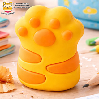 Apontador Escolar Fofo Pata de Gatinho - Amarelo em Oferta na Shopee