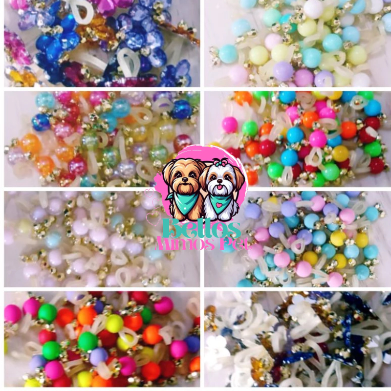 200 PÉROLA E PONTO DE LUZ ( 8 MODELOS) BRILHO JOIA PET LACINHOS PENTEADOS  LAÇOS PET BANHO A TOSA E PET SHOP.