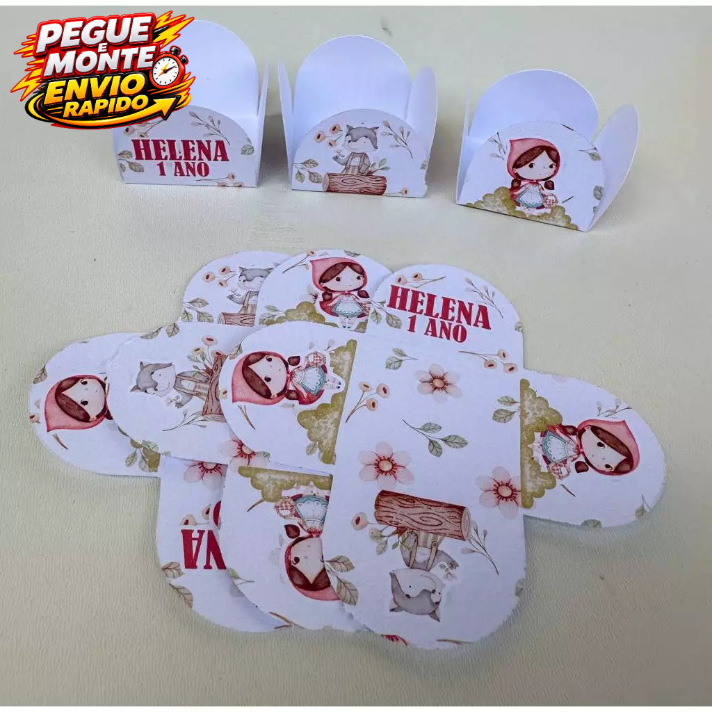 Forminha de Doces Chapeuzinho Vermelho Personalizada Com Nome e Idade / Lembrancinha de Festa /Aniversário