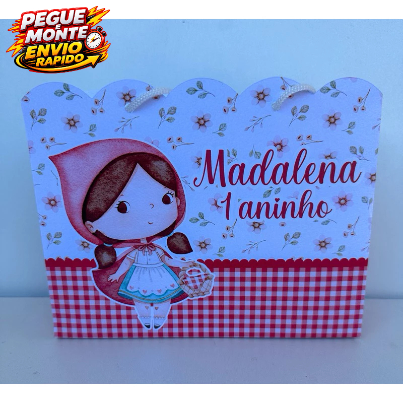 Sacolinha Personalizada Chapeuzinho Vermelho Morena Loira Pegue e Monte Lembrancinha (Personalizado com nome e idade)