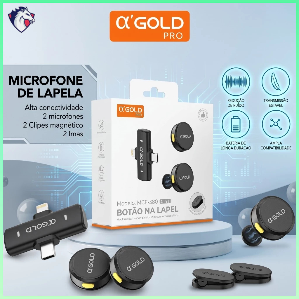 Microfone Lapela Sem Fio para Celular Duplo Profissional para Live Podcast Entrevista Gravação Vídeo Android iPhone