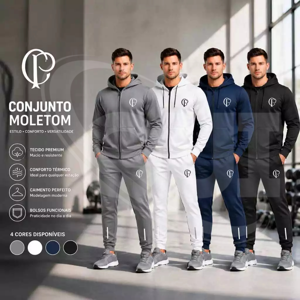 Conjunto Moletom Masculino Chimpa Premium Com Capuz E Zíper - Treino E Casual - Oferta Relâmpago