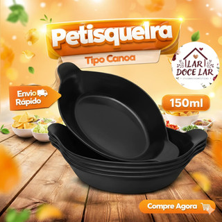 Kit 2 a 10 Petisqueira Barquinha Canoa 150ml Pequena PRETA Churrasco Festa Frios Amendoim Caldos