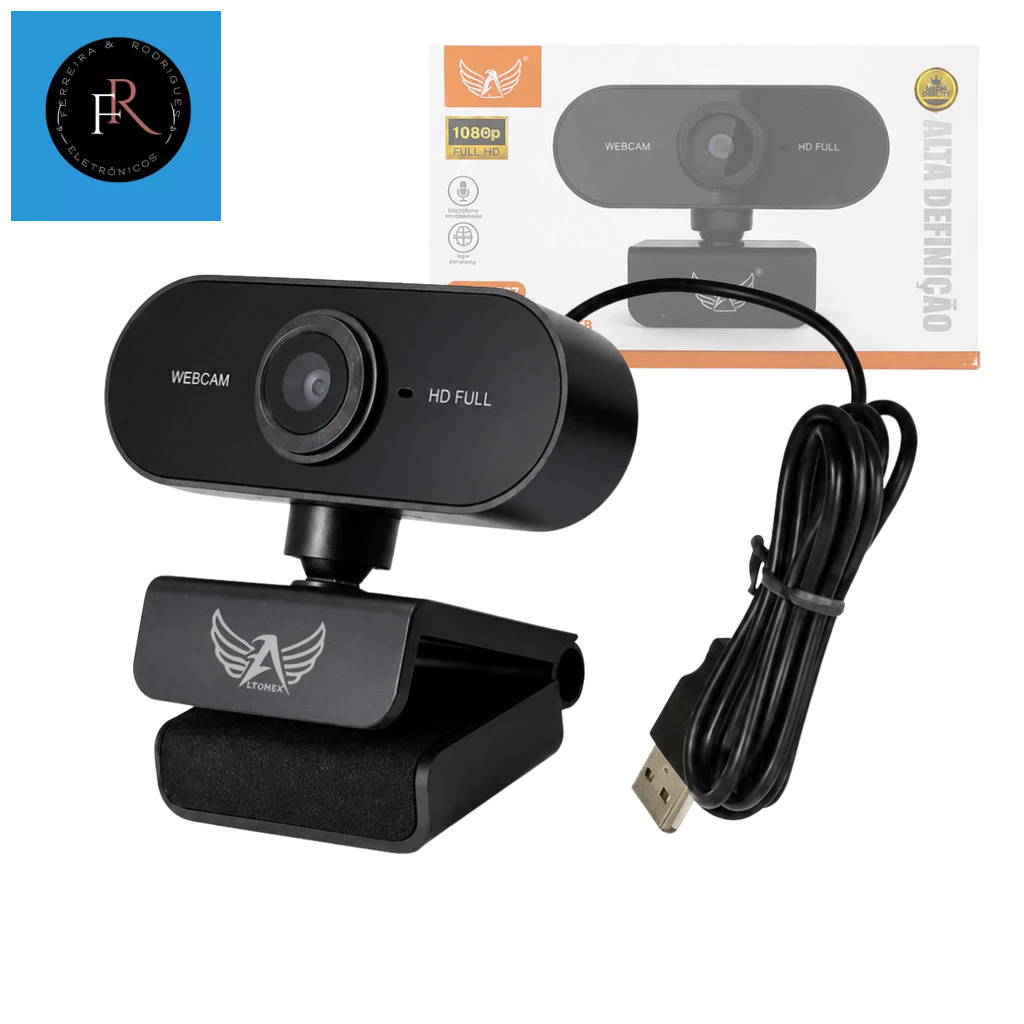 Webcam Para PC Notebook Full HD 1080p Altomex AL-ZP209 Câmera Com Microfone Rotação 360° USB Para Aula Online