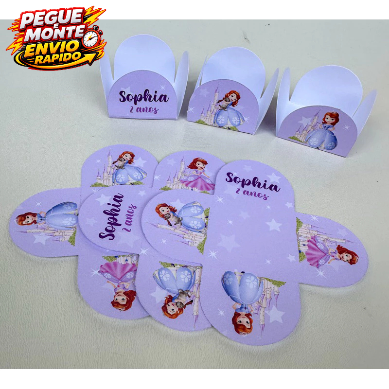 Forminha de Doces Princesa Sofia Personalizada Com Nome e Idade /Lembrancinha /Aniversário Forminha Brigadeiro