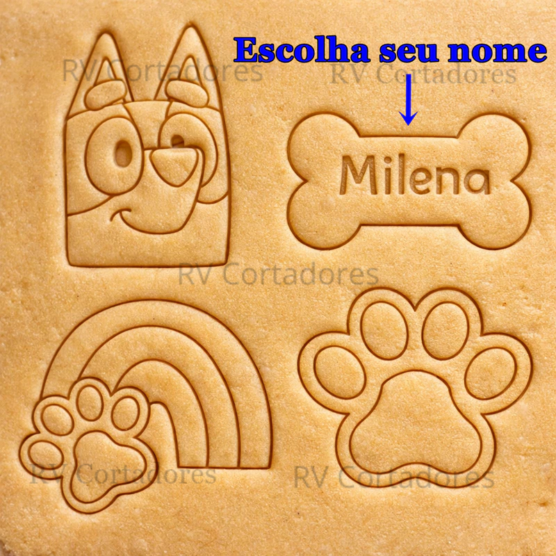 Cortadores Desenhos - Kit Bluey Personalizado - Biscoitos Pasta Americana Biscuit Marcador Massa