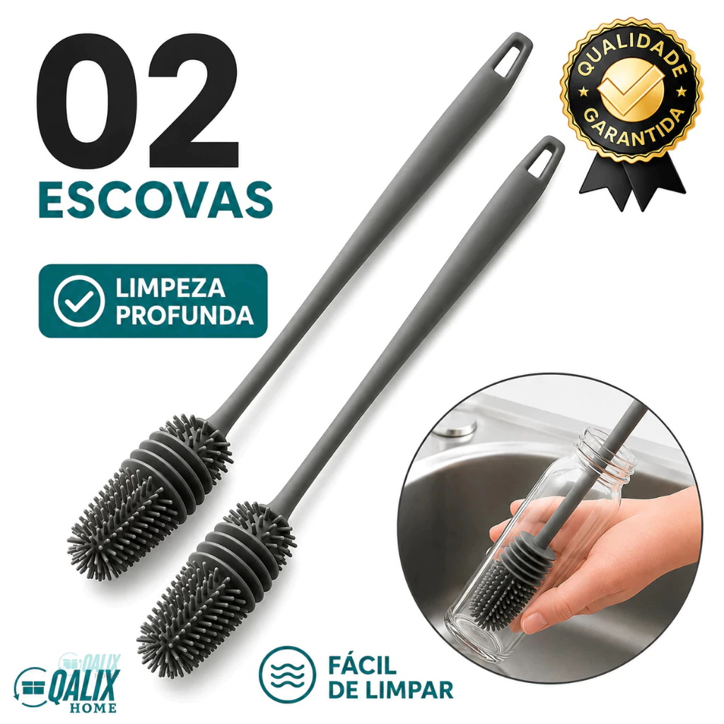 Escovas Silicone para Lavar Garrafas Mamadeiras Copos Taça Louça Flexível — imagem 1