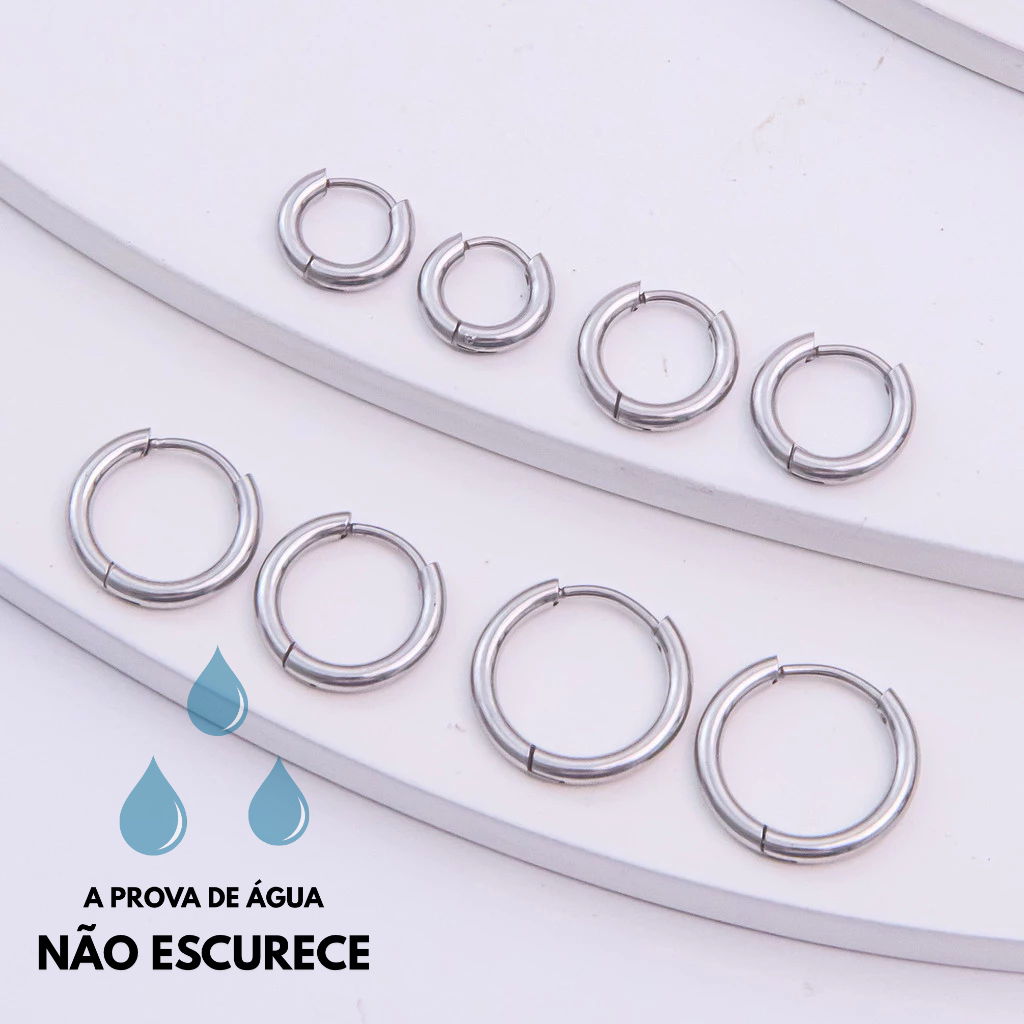 Brinco Mini Argolinha Click Aço Inoxidável Feminino Minimalista Joia Antialérgica Elegante Moda