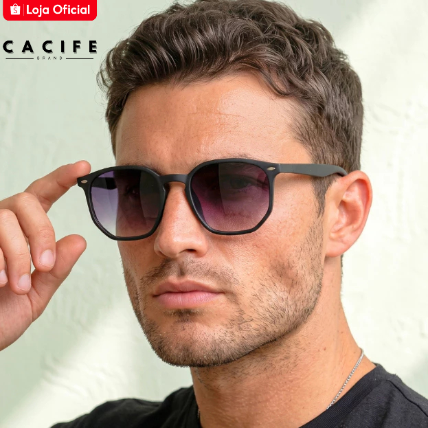 Óculos de Sol Tulum Preto Degradê Hexagonal Premium Retrô Oldstyle uv400 Feminino Masculino Unissex