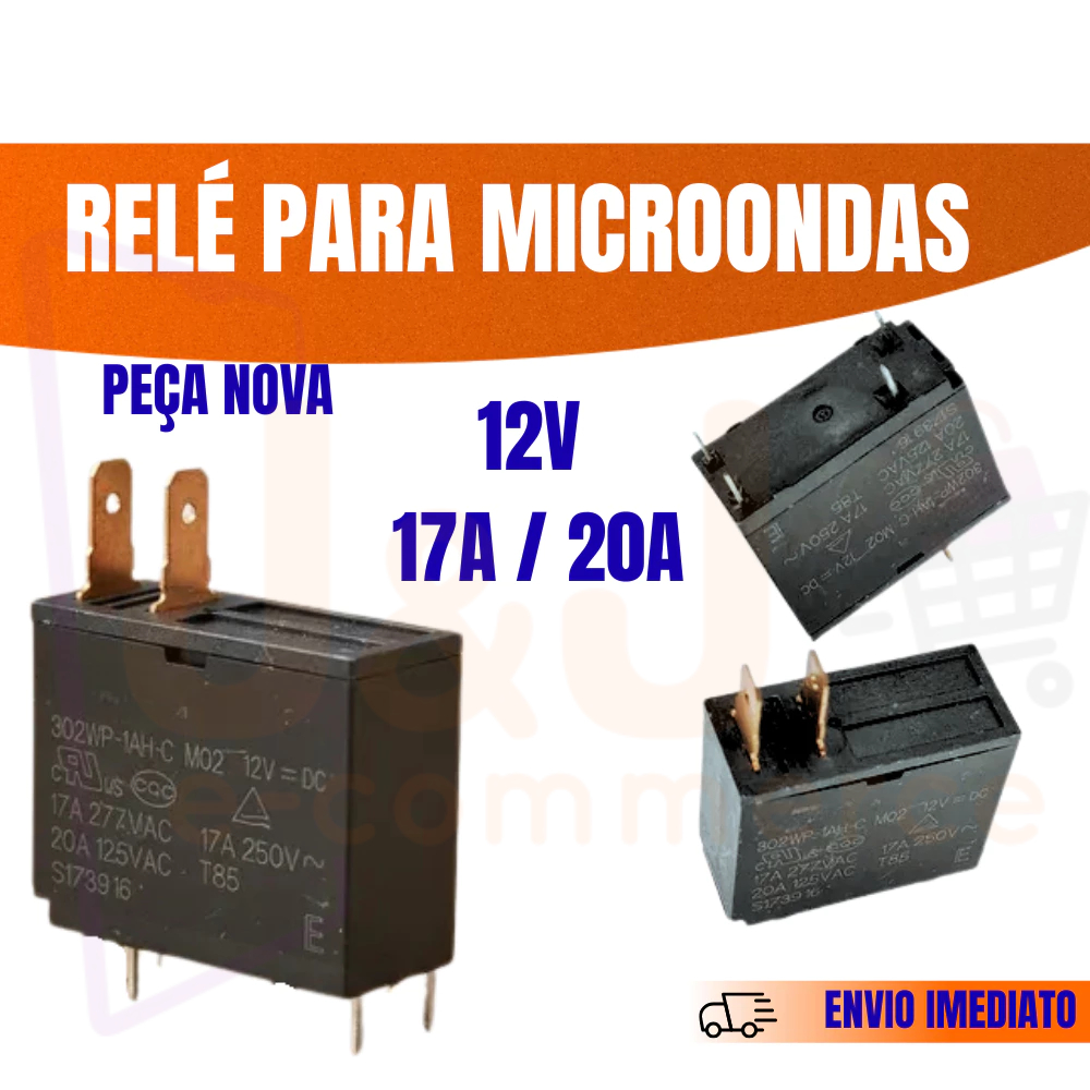 Relé 12V 17A /20A  277VAC /125VAC Componente Peça Nova para Placa de Microondas Panasonic Midea kits