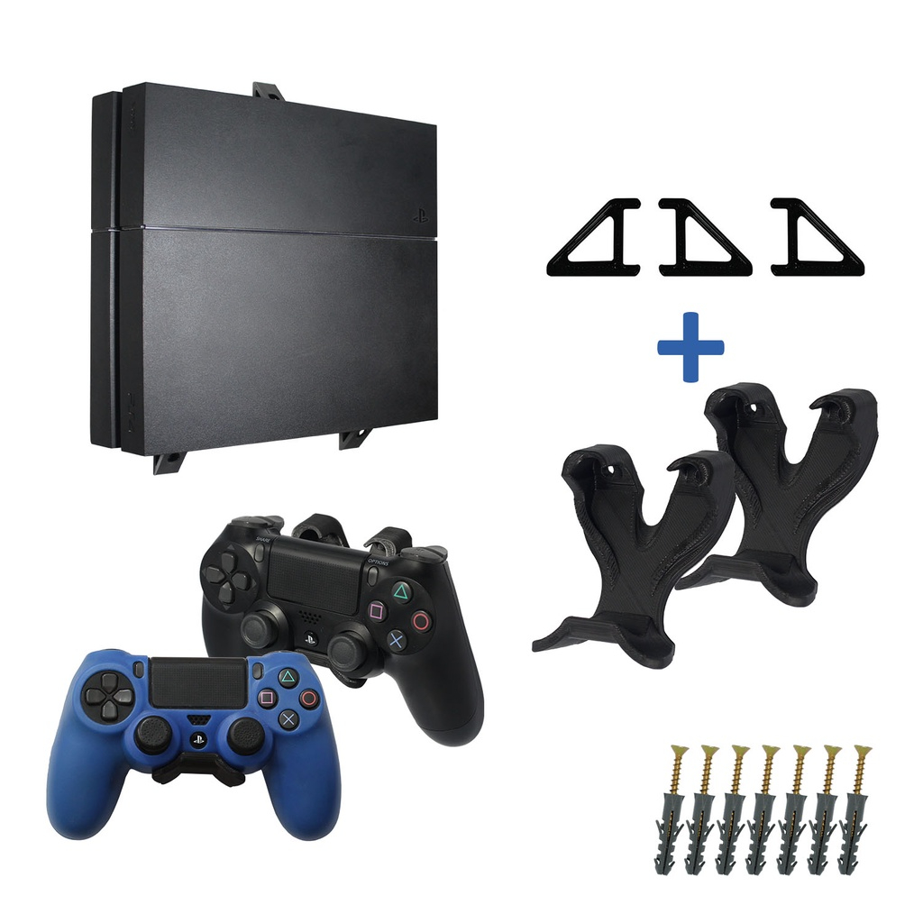 Kit Suportes De Parede Para Playstation 4 Fat e para 2 Controles