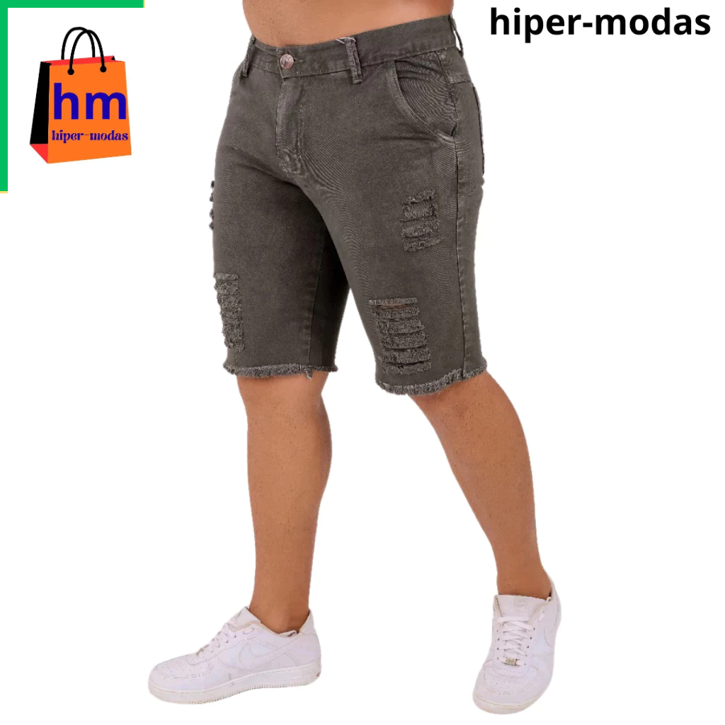 (ESTOQUE LIMITADO)Bermuda Jeans Masculina Confortável Com  Elastano Premium