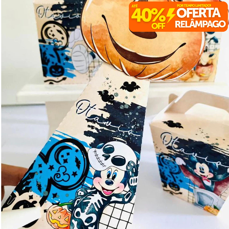Kit Caixinhas Personalizadas MICKEY HALLOWEEN MENINOS para Decoração de Festa e Aniversário