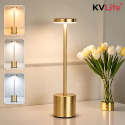 Luminária de Mesa LED 3 Tons Recarregável c/ Toque USB Abajur Dumbbell para Quarto Cabeceira Escrivaninha Leitura