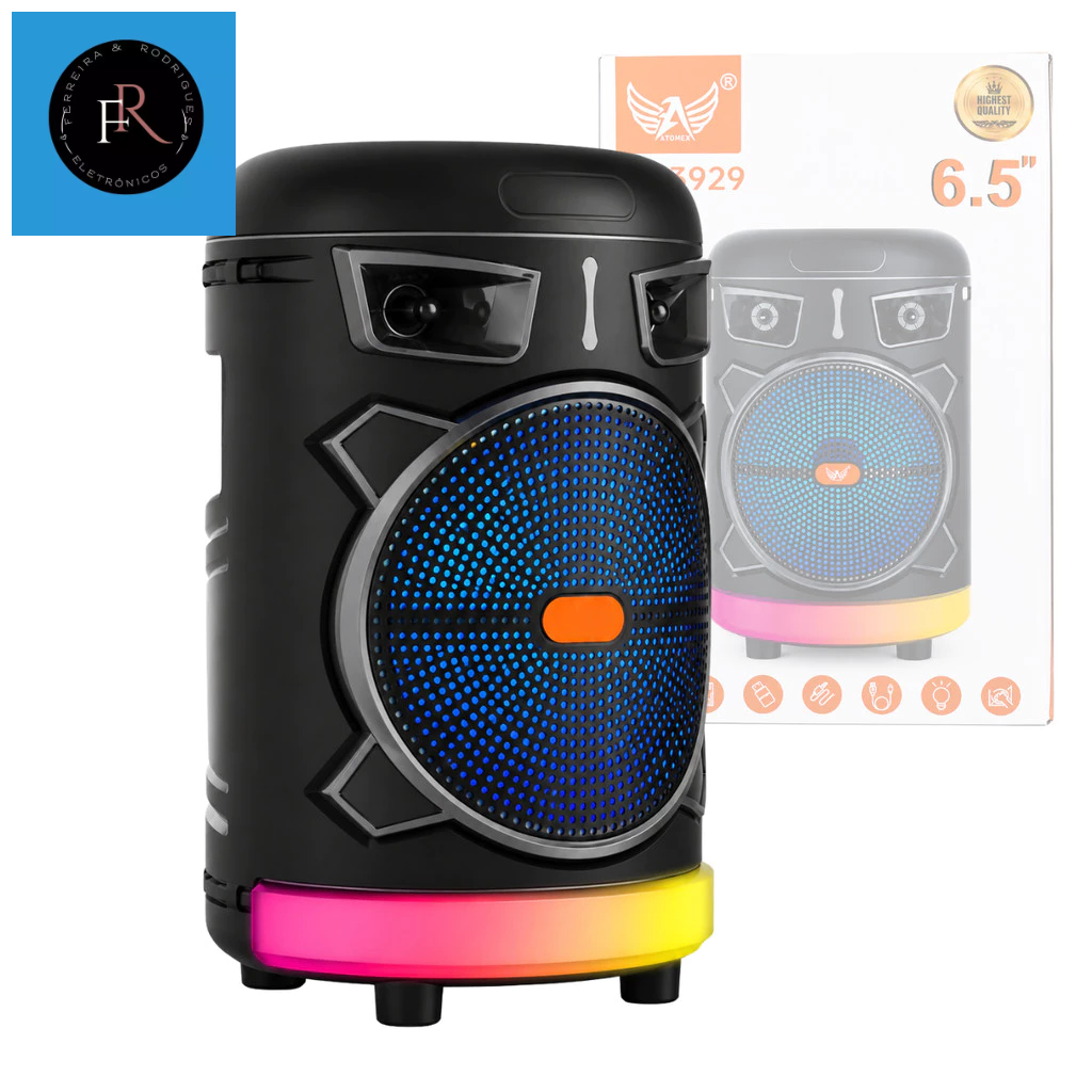 Caixa De Som Bluetooth Potente 120W LED Entrada P10 Microfone USB Altomex Caixa Amplificada Portátil AL-3929