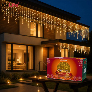 Cascata Natal 10m 400 LEDs Pisca Pisca 8 Funções/Fixo Branco Frio Quente Colorido 110V 220V Conector M/F