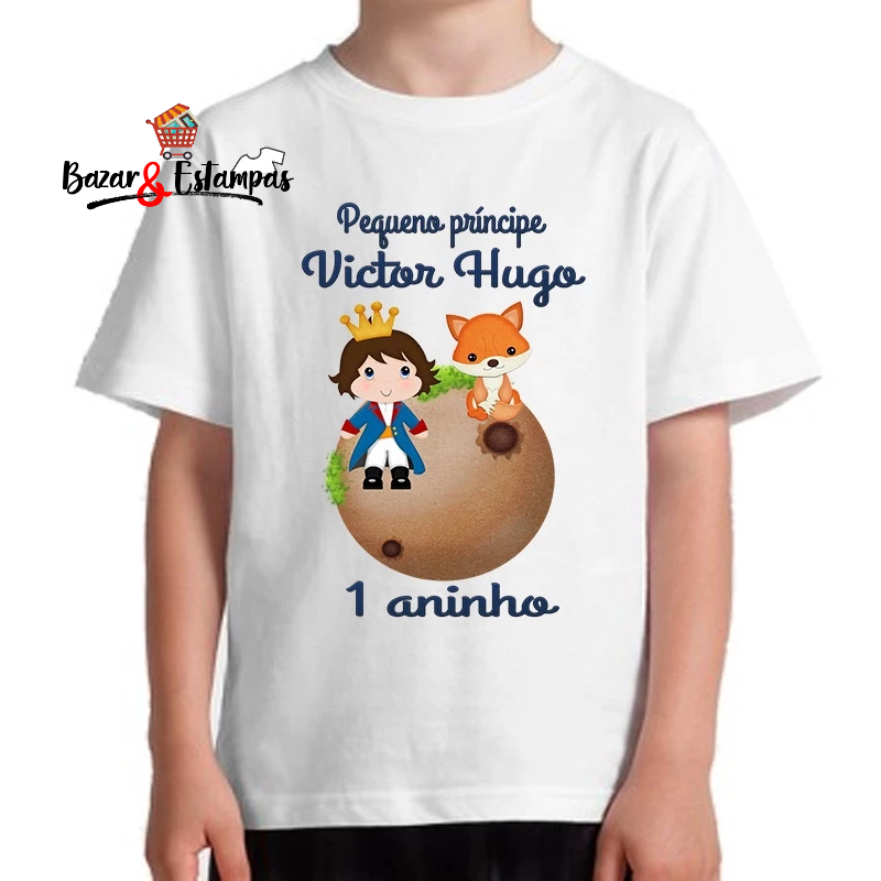1 Camiseta Pequeno Príncipe Aniversário Personalizada Informe Nome Tam idade Via Chat