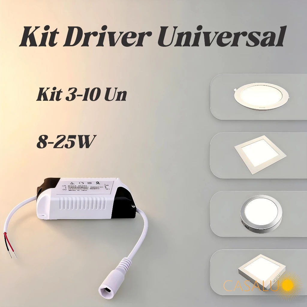 Kit 3 a 10 Driver Para Painel Plafon LED 8-25W Embutido Sobrepor Bivolt Fonte De Painel 12W 18W 25W
