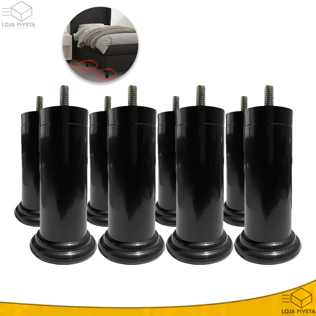 Kit Pé de Cama Box Plástico Reforçado 12cm Suporta Até 250kg Com Parafuso Rosqueável Universal