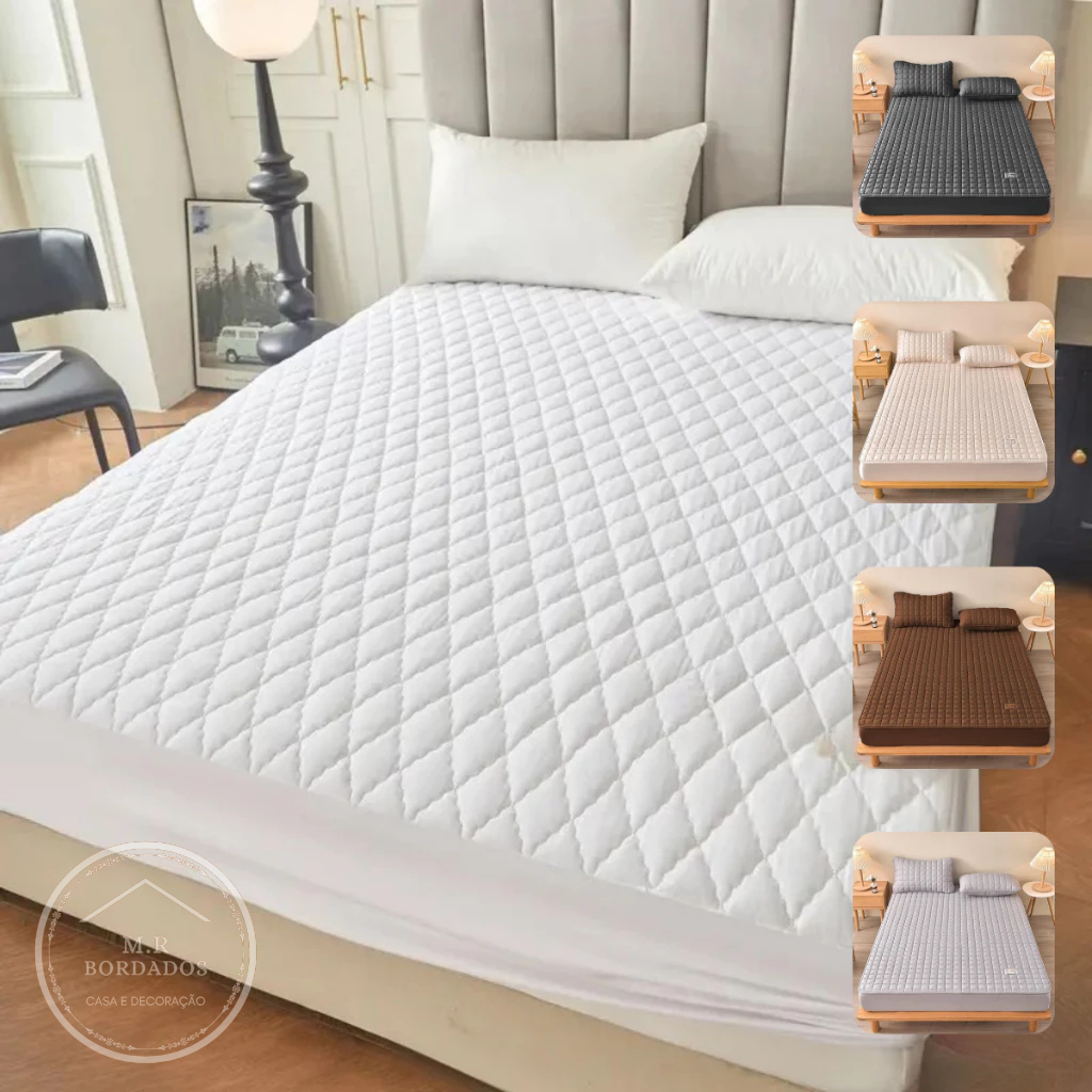 Capa de Colchão Impermeável Solteiro Casal Queen King Protetor Líquidos  Antiácaro Toque Macio Luxo Premium