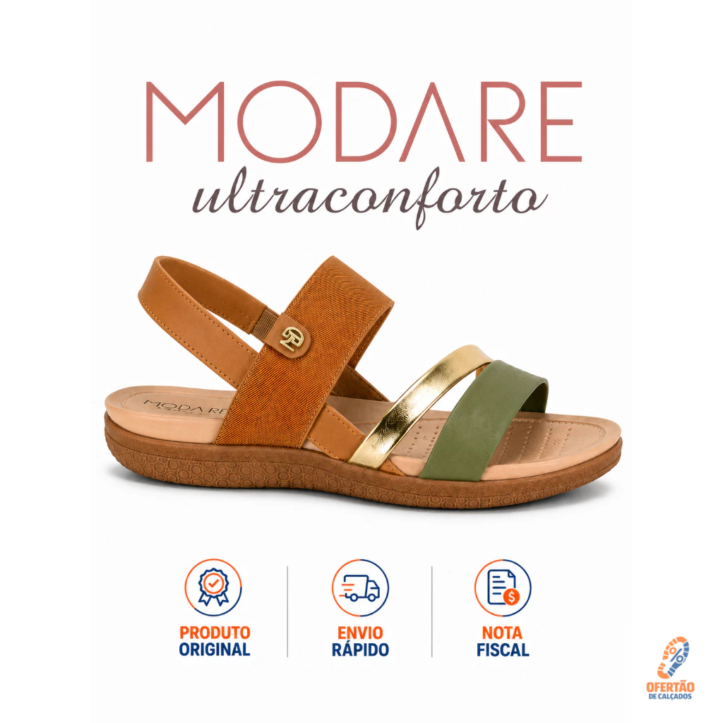 Sandalia Feminina Modare Conforto Ortopedico Calce Facil
