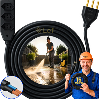 Extensão 15 metros Cabo Pp Reforçada Obra Profissional 10/20a Cor Preto 127 220v Lef em Oferta na Shopee